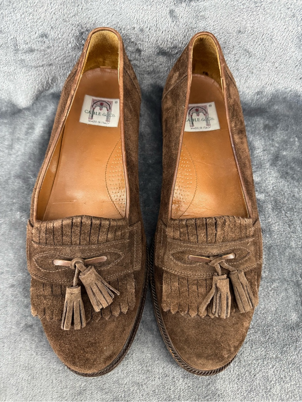 Men's Cable & Co. Brown Suede Italian Tassel Loafers Size 10.5 10 1/2